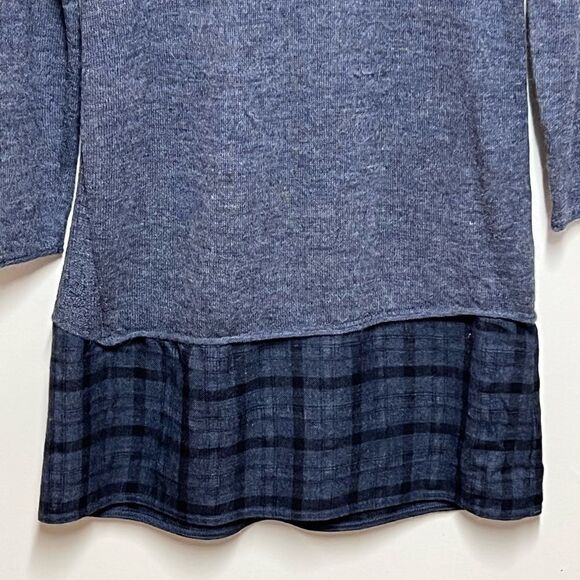 Poetry Grey alpaca Sweater dress with woven plaid trim Womens Sz S - Picture 3 of 7